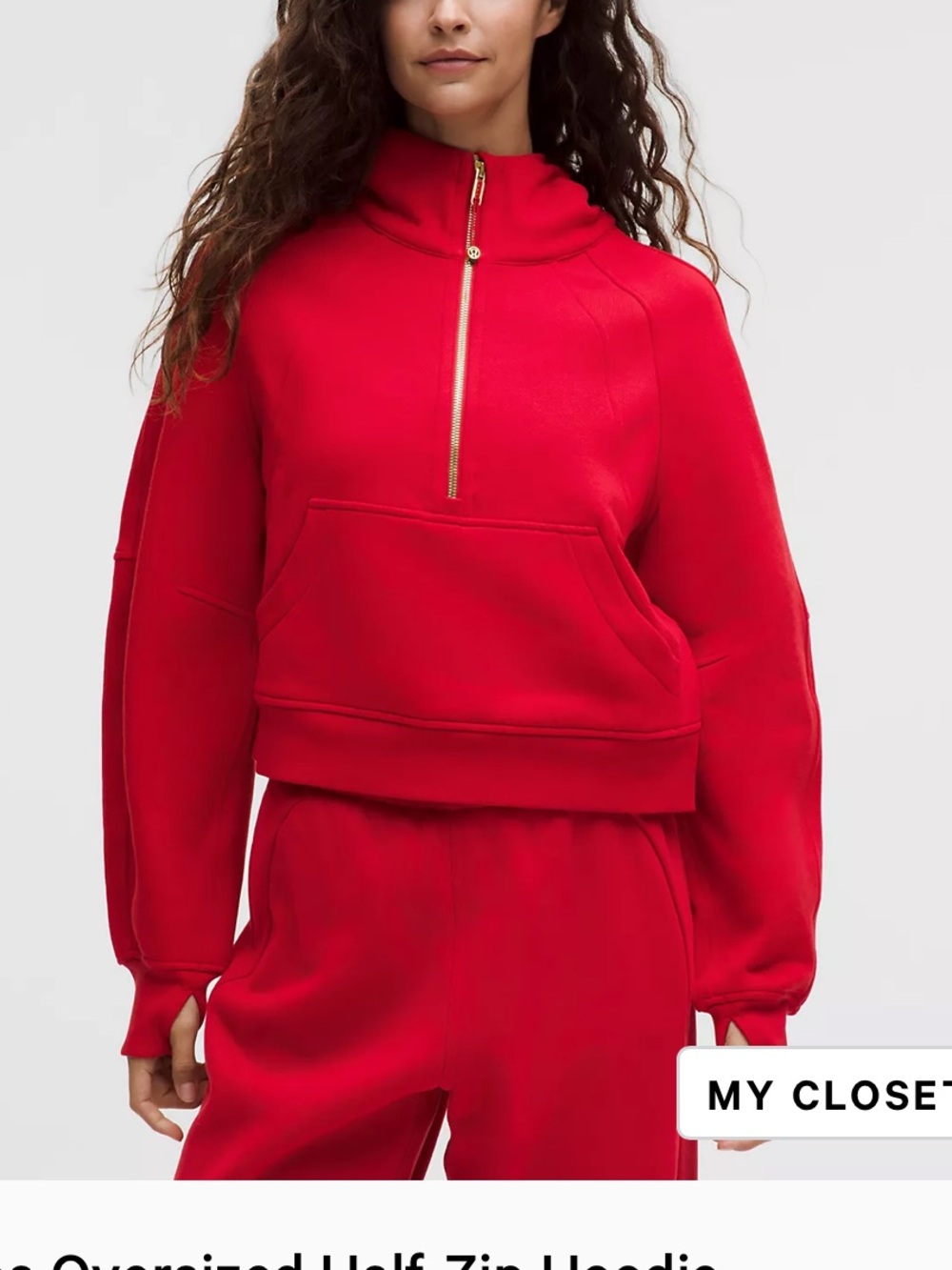 Lululemon Scuba Oversized Half-Zip Hoodie — Oxford Red/Gold — M/L — Excellent